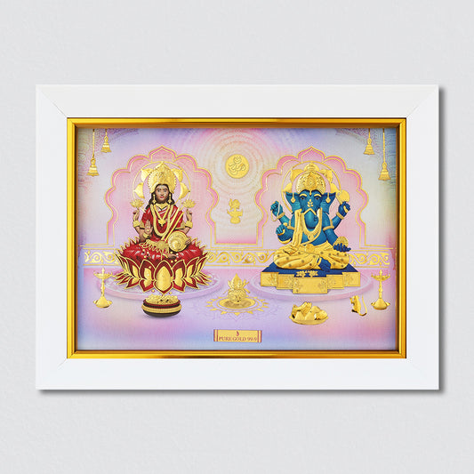Prima art 24K gold Lakshmi & Ganesha frame for home décor , corporate gifting and housewarming and wedding gift. Wall hanging ganesha frame,vastu Approved.
