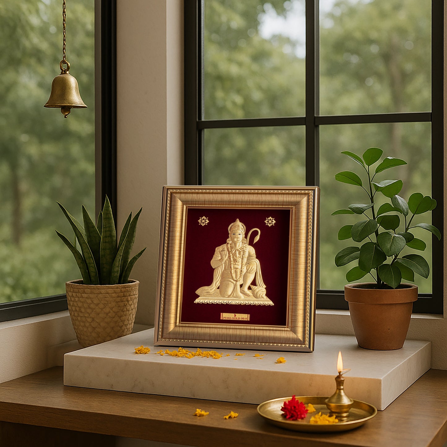 Prima Art Lord Hanuman 24K Gold Sheet Artwork Frame best for festival and corporate gifting