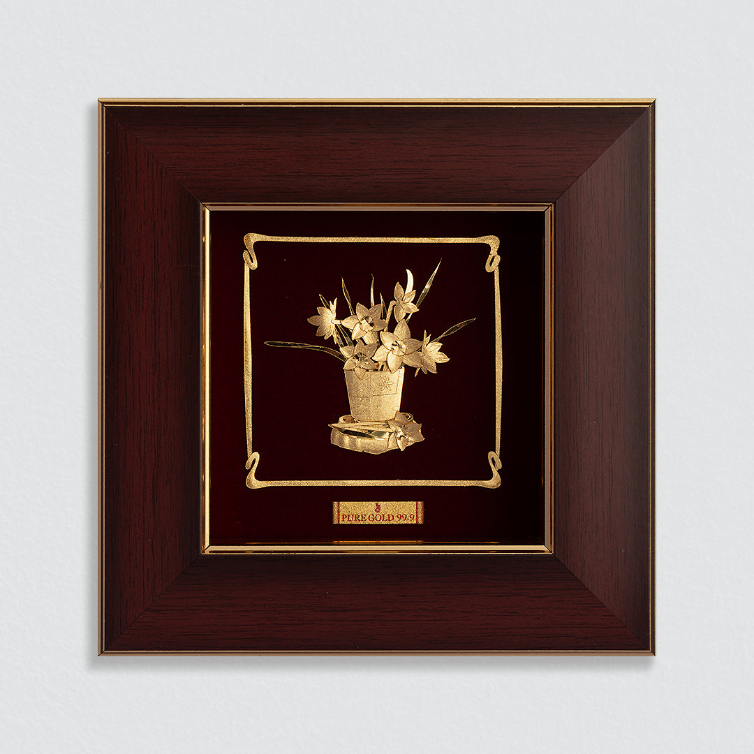 Prima art 24K gold daffodil frame – perfect for home decor and gifting. Frame from table top , bedside , wall hanging.