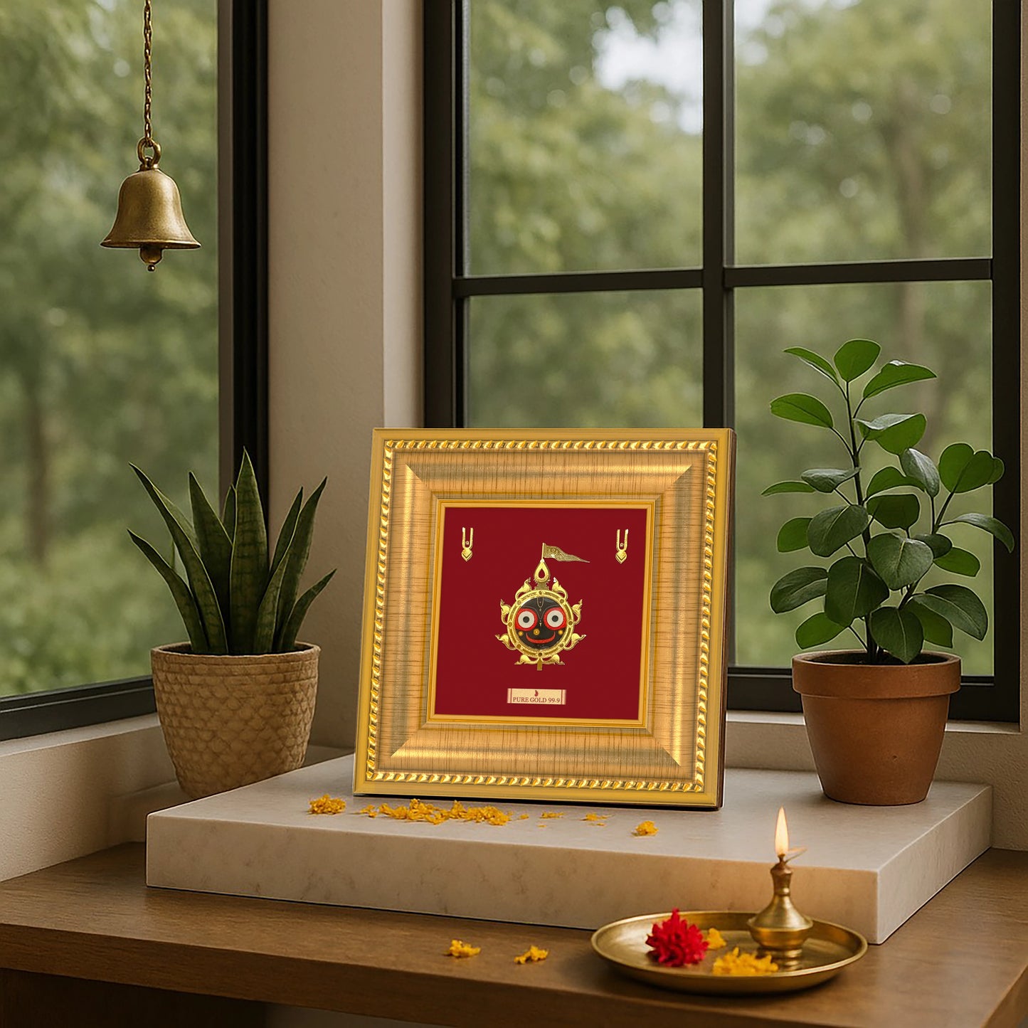 Prima Art Lord Jaggarnath 24K Gold Sheet Artwork Frame best for festival and corporate gifting