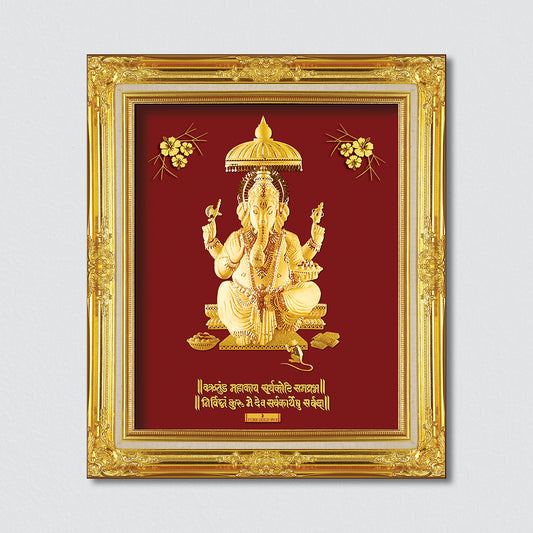 Lord Ganesha Gold Frame best for wall hanging at home and temple. perfect for festival and corporate gifting