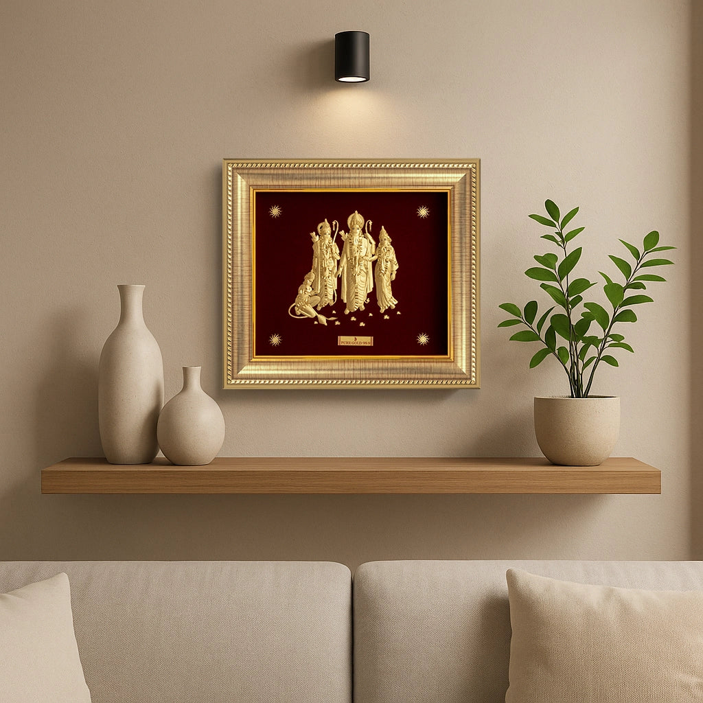 24K gold Ram mandir artwork in premium frame – perfect for home decor and gifting