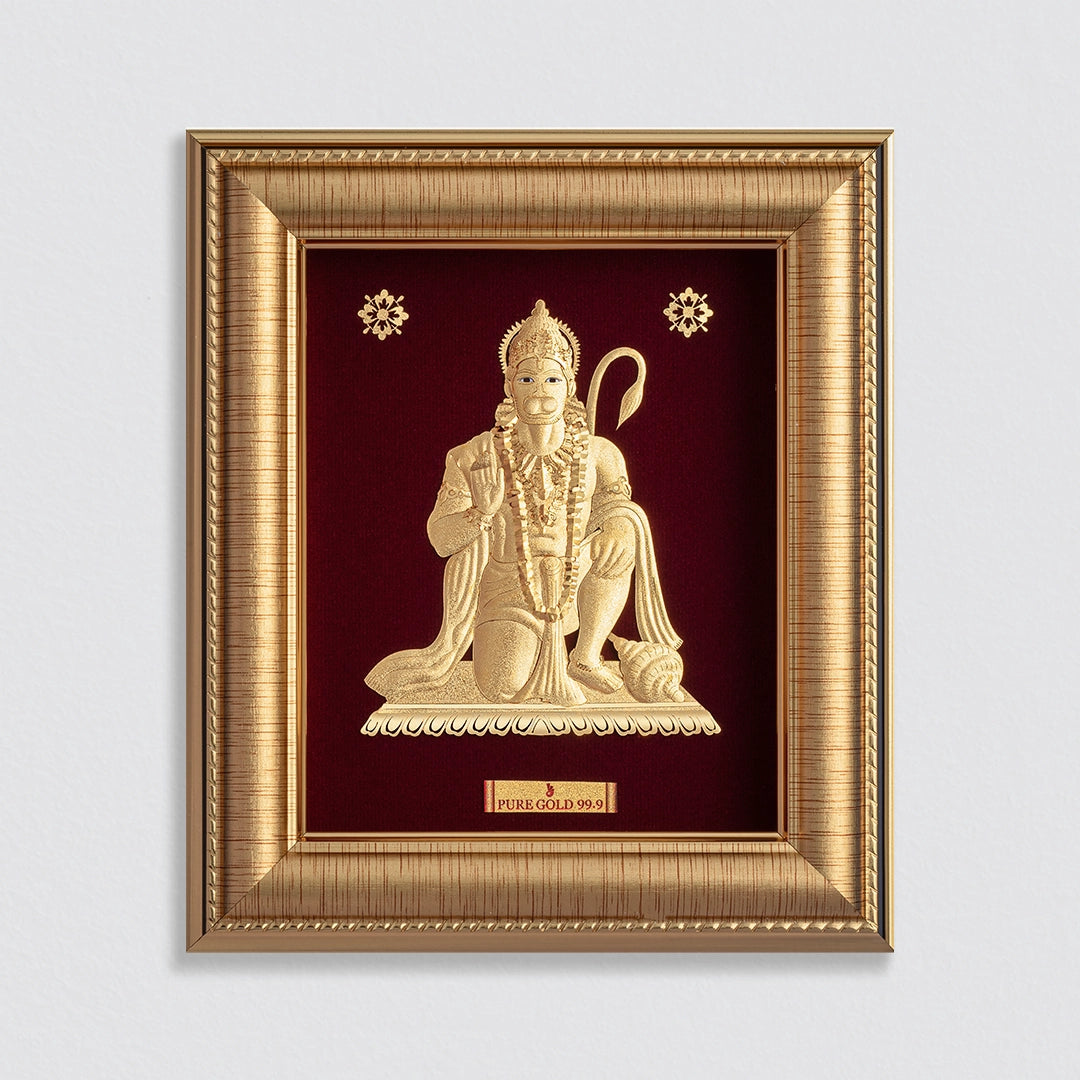 Lord Hanuman 24K Gold Sheet Frame best for festival and corporate gifting
