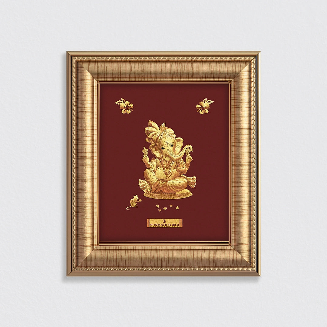 Lord Ganesha24K Gold frame. Perfect gift buy online. Best for home decor , wall hanging , table top & temple shelf.