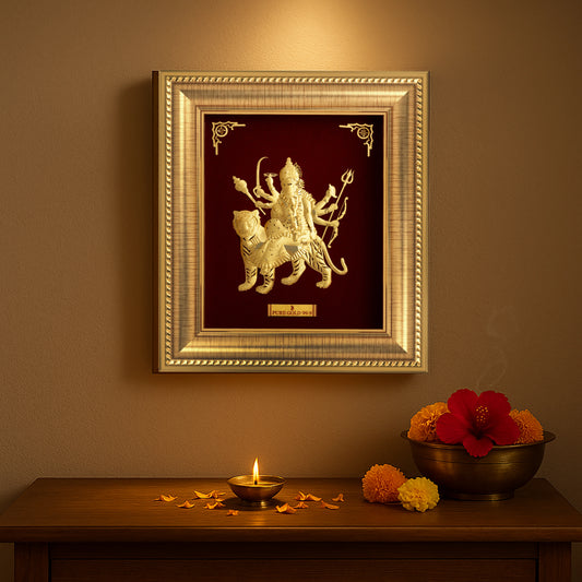 Durga Maa 24K Gold Sheet Artwork Frame best for festival and corporate gifting