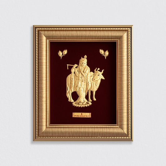 Prima art’s Radha Krishna 24K Gold. vastu Approved. Perfect wall hanging frame , temple shelf and table top frame. best for festival and corporate gifting