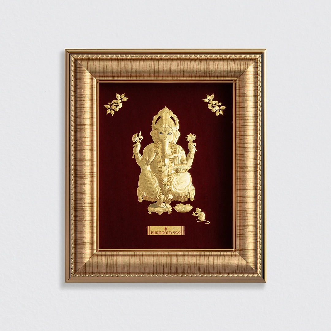 Lord Avighna Ganesha 24K Gold Sheet Frame best for festival and corporate gifting