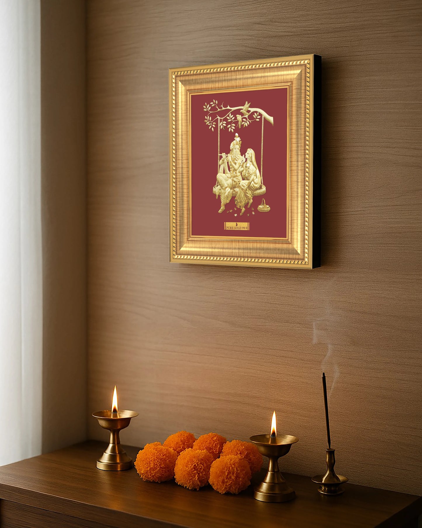 24K gold Radha Krishna artwork in premium frame – perfect for home decor and gifting
