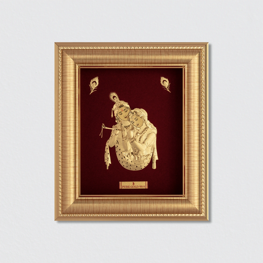 Radha Krishna eternal love photo fram ein gold. A perfect wall hanging , tabletop frame by prima art.