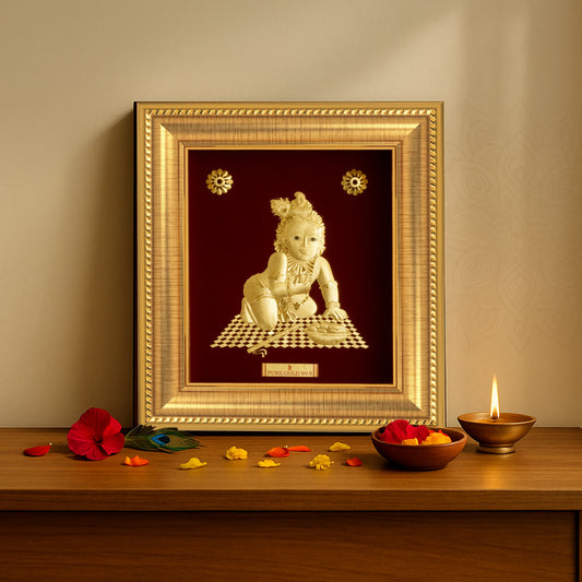 Prima Art Laddoo Gopal wall hanging krishna Frame. Perfect gift for housewarming and home decor art .