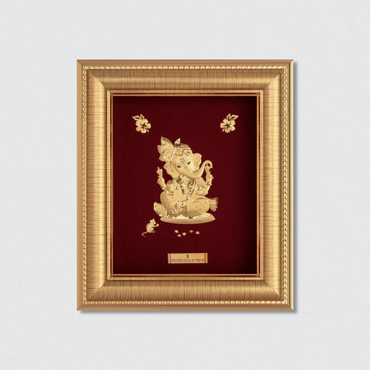 Lord Ganesha wall frame and tabletop frame in gold by Prima Art.