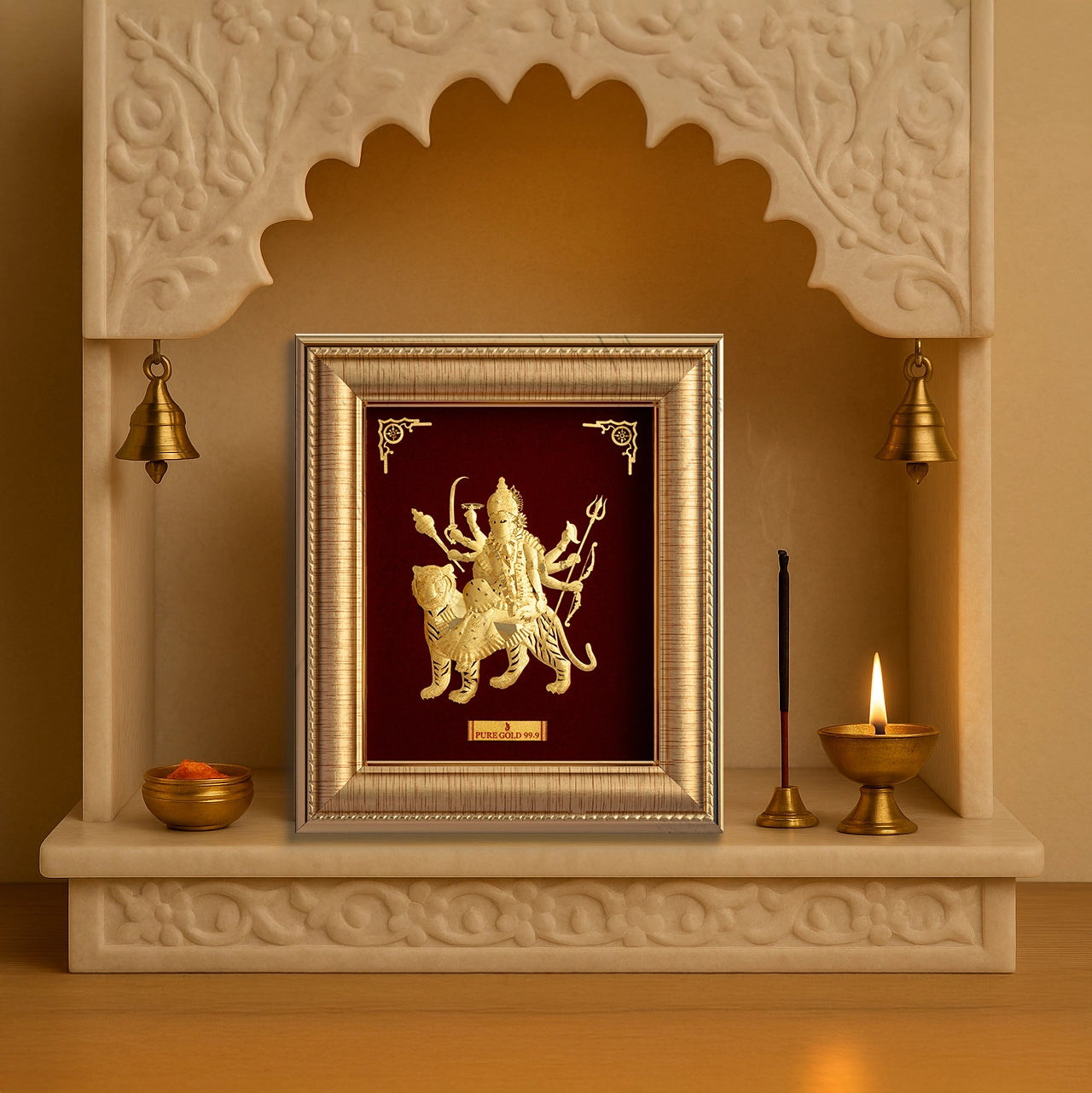 Prima Art Durga Maa 24K Gold Sheet Artwork Frame best for festival and corporate gifting