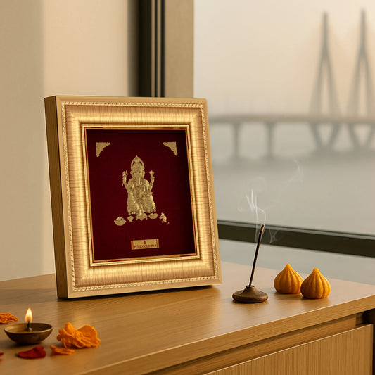 Lord Ganesha 24K Gold Sheet Artwork Frame best for festival and corporate gifting