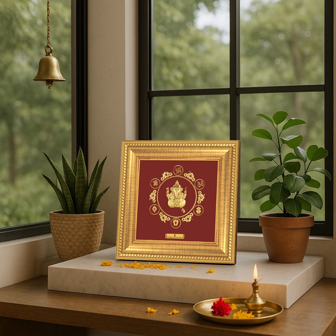 Prima Art Ganesha 24K Gold Sheet Artwork Frame best for festival and corporate gifting