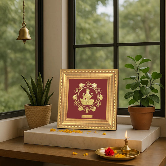 Prima Art Lakshmi ji 24K Gold Sheet Artwork Frame best for festival and corporate gifting
