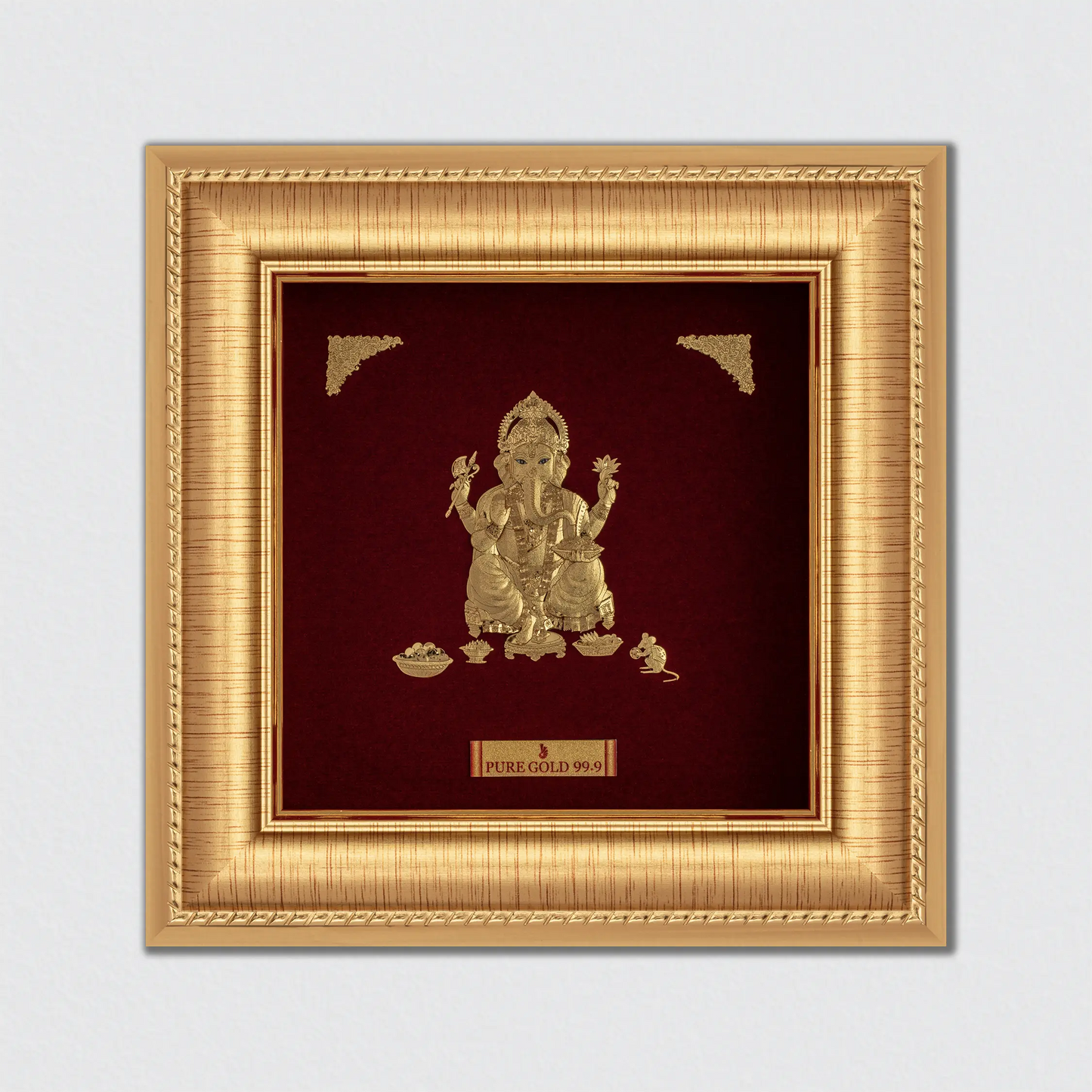Lord Ganesha 24K Gold Sheet Artwork Frame best for festival and corporate gifting