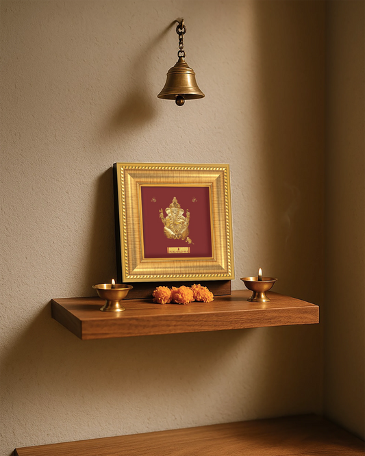 Prima Art Baby Ganesha 24K Gold Sheet Artwork Frame best for festival and corporate gifting