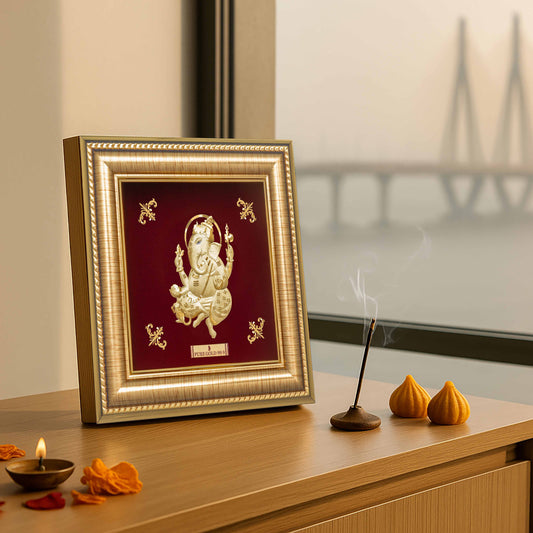 Prima Art Ganesha 24K Gold Sheet Artwork Frame best for festival and corporate gifting