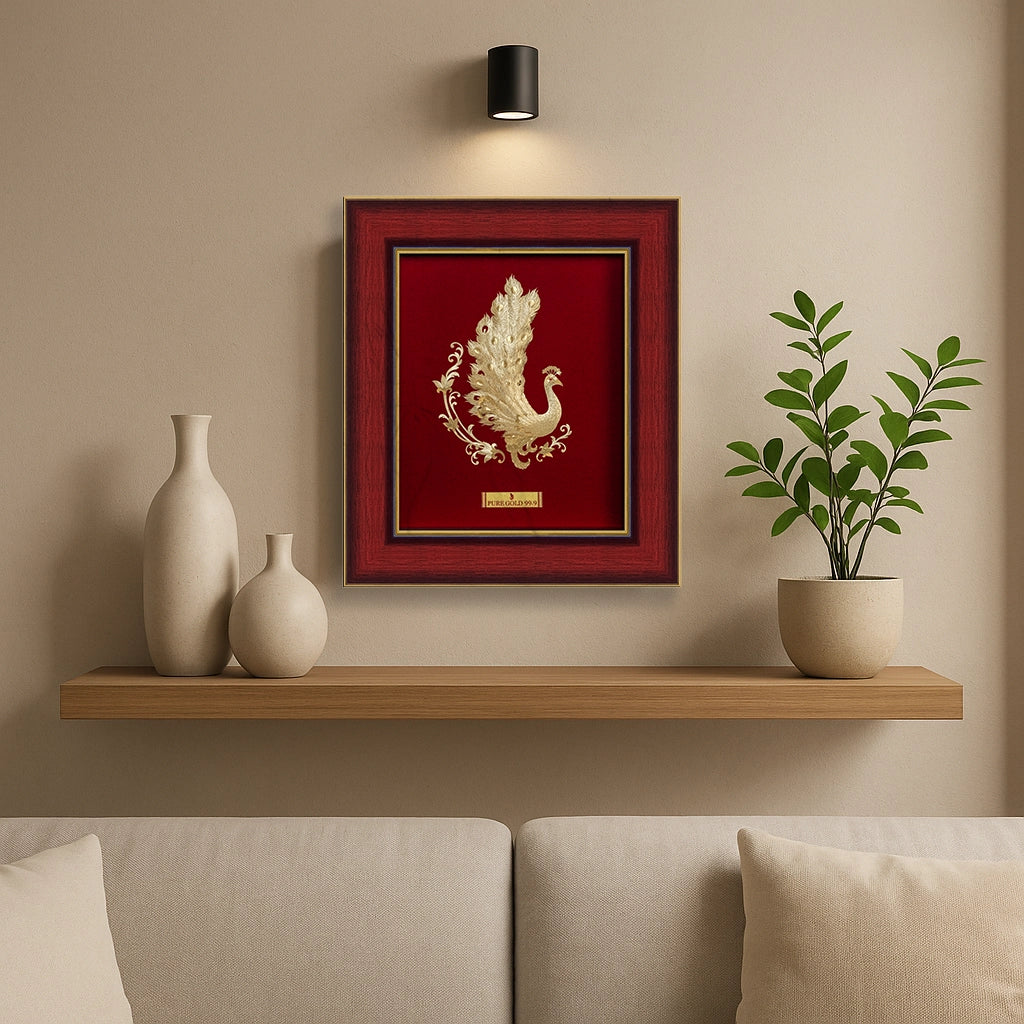 24K gold Peacock artwork in premium frame – perfect for home decor and gifting