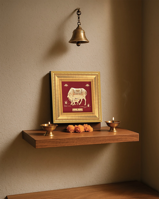 Prima Art Kamadhenu 24K Gold Sheet Artwork Frame best for festival and corporate giftin