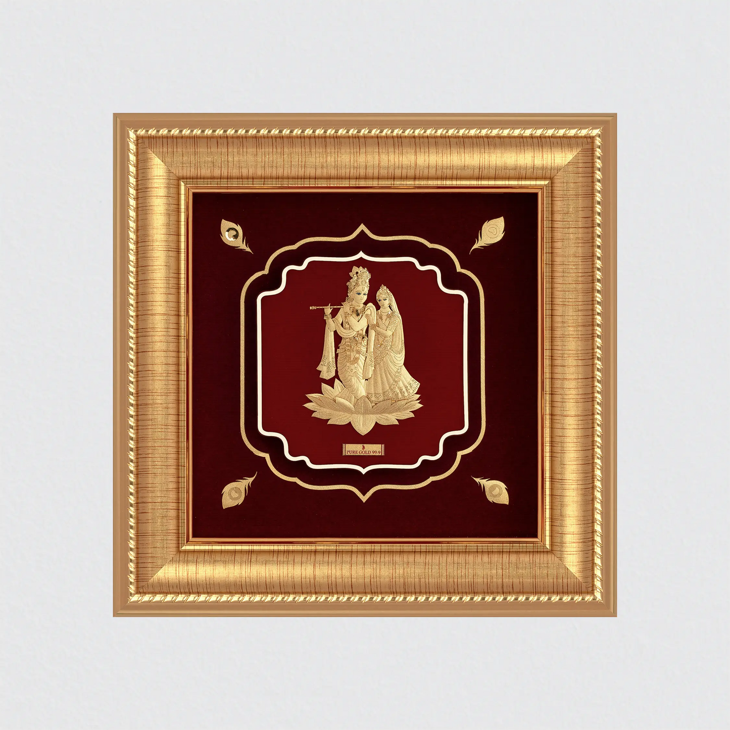luxury gold Radha Krishna wall hanging for auspicious occasions