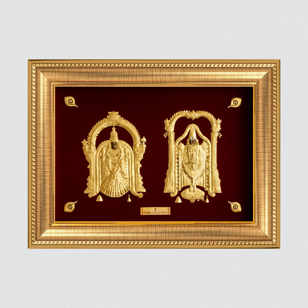Prima Art Padmavati Balaji 24K Gold Sheet Artwork Frame best for festival and corporate gifting
