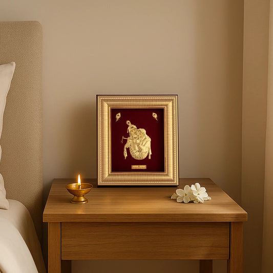 Radha Krishna wall frame in gold by Prima art, perfect for gifting and some decor.
