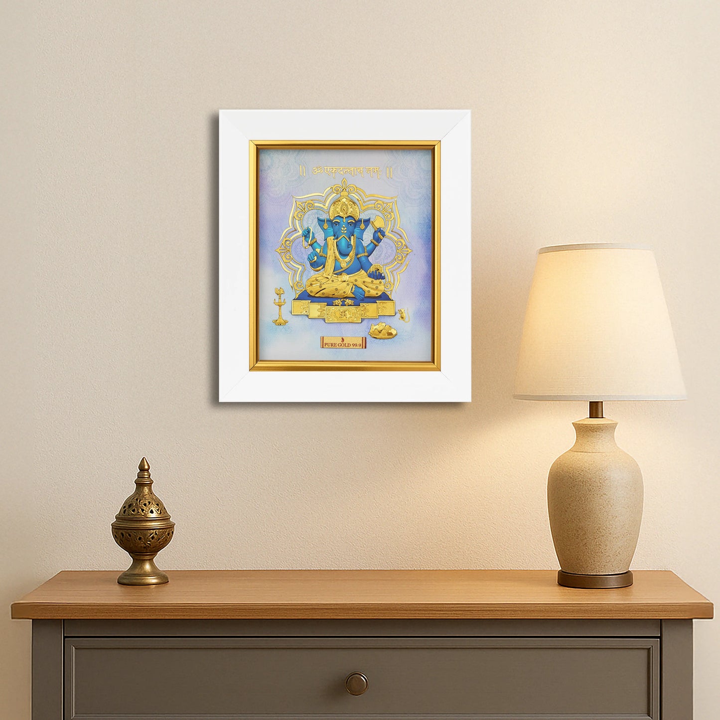 24k Gold Sheet Ekdanta Ganesha Artwork- S7