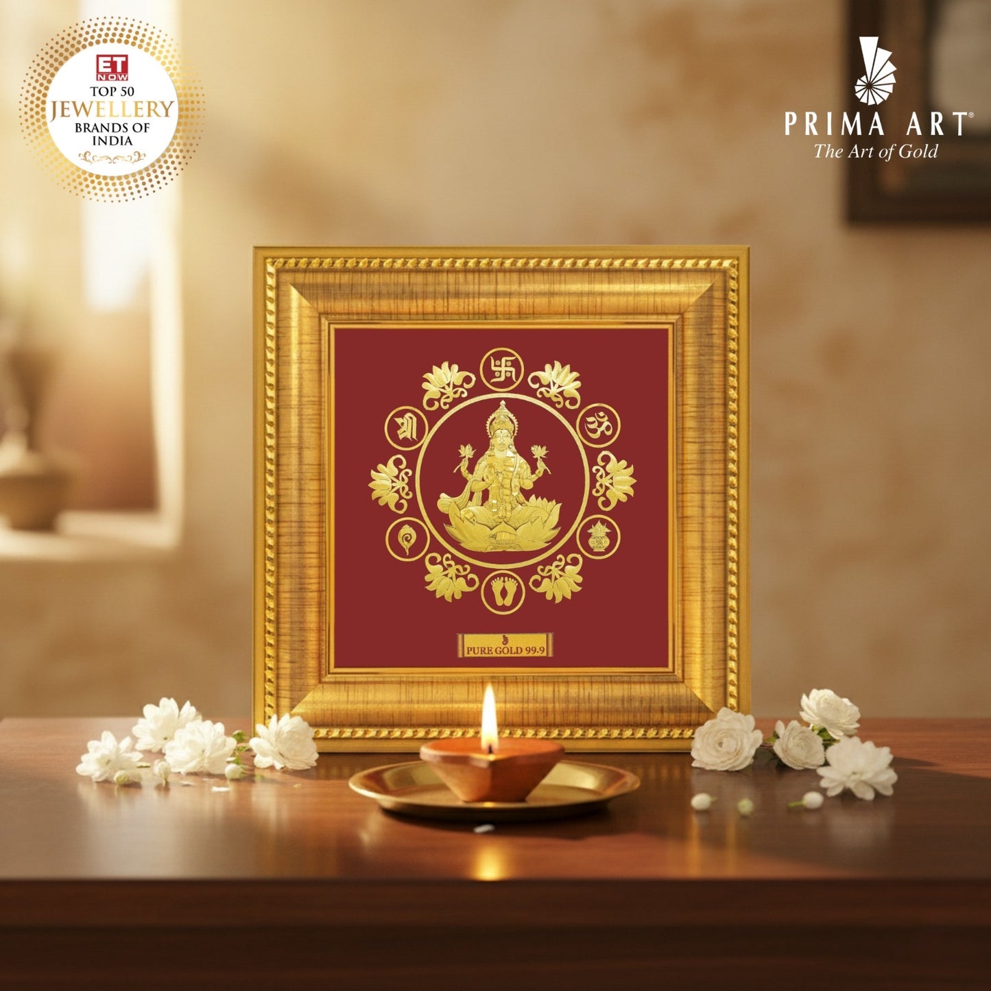 Prima Art Laxmi ji 24K Gold Frame best for festival and corporate gifting. Gift for Diwali.