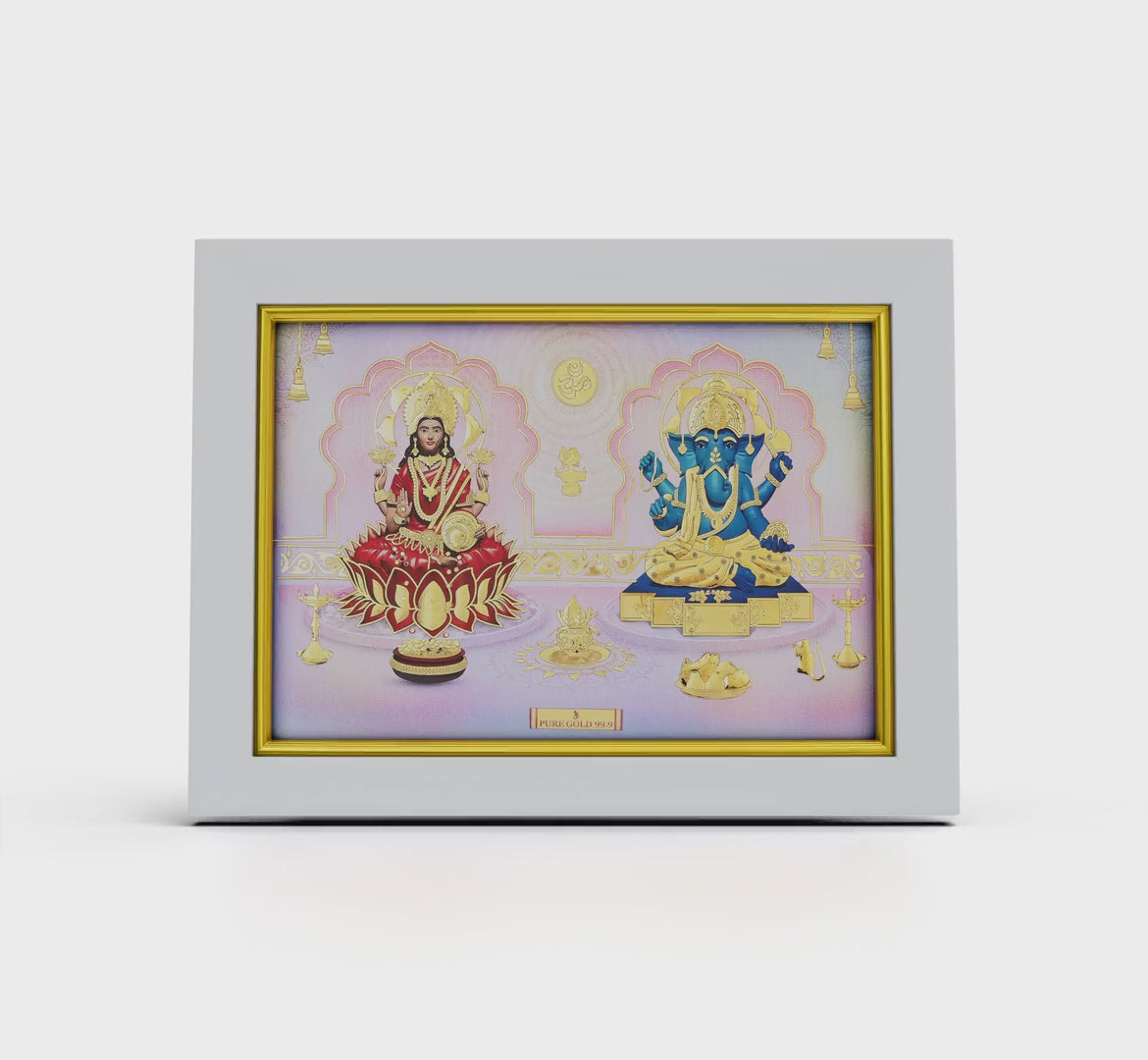 24K gold Lakshmi & Ganesha artwork in premium frame – perfect for home decor and gifting