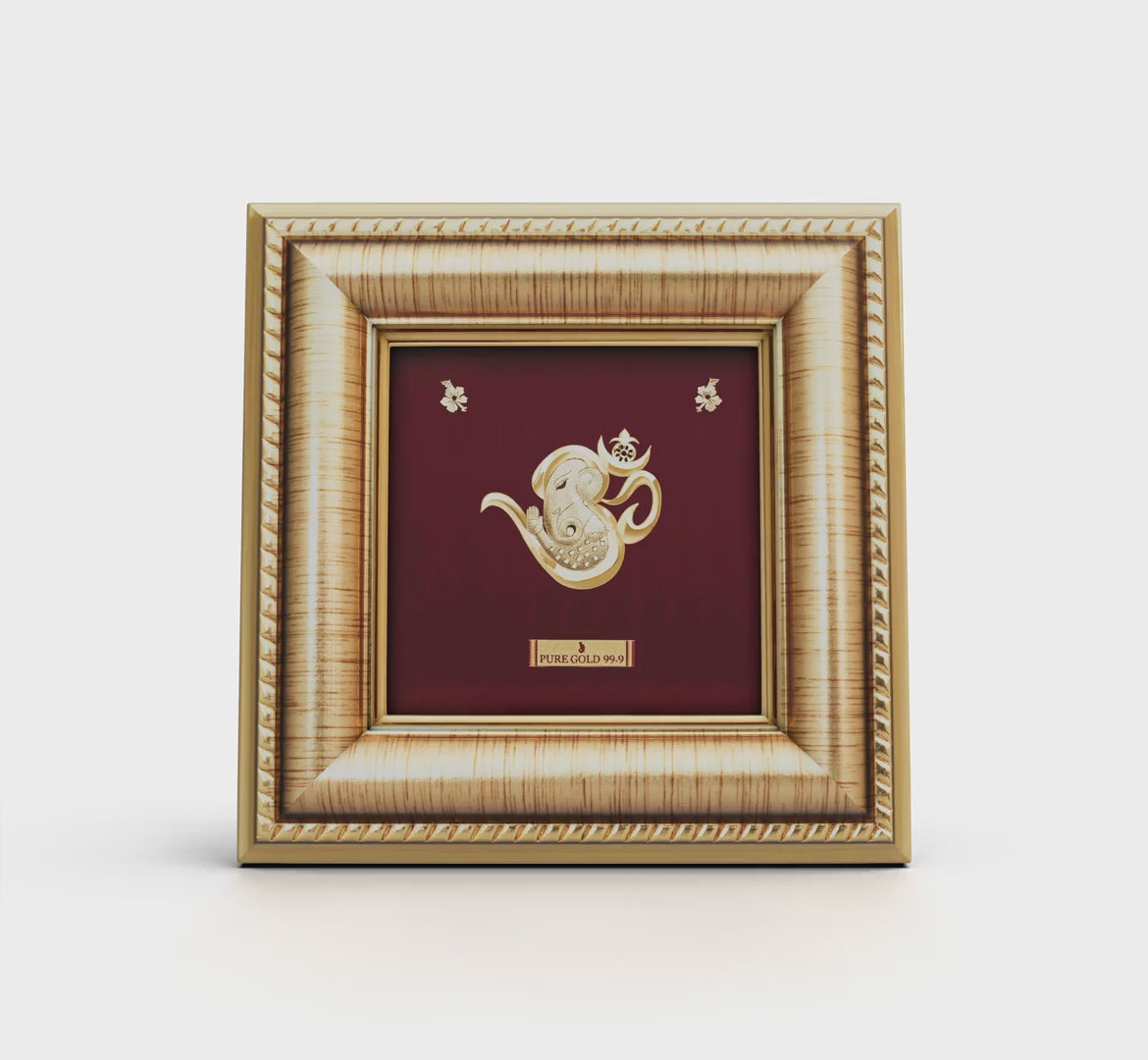 24K gold Om Ganesha artwork in premium frame – perfect for home decor and gifting