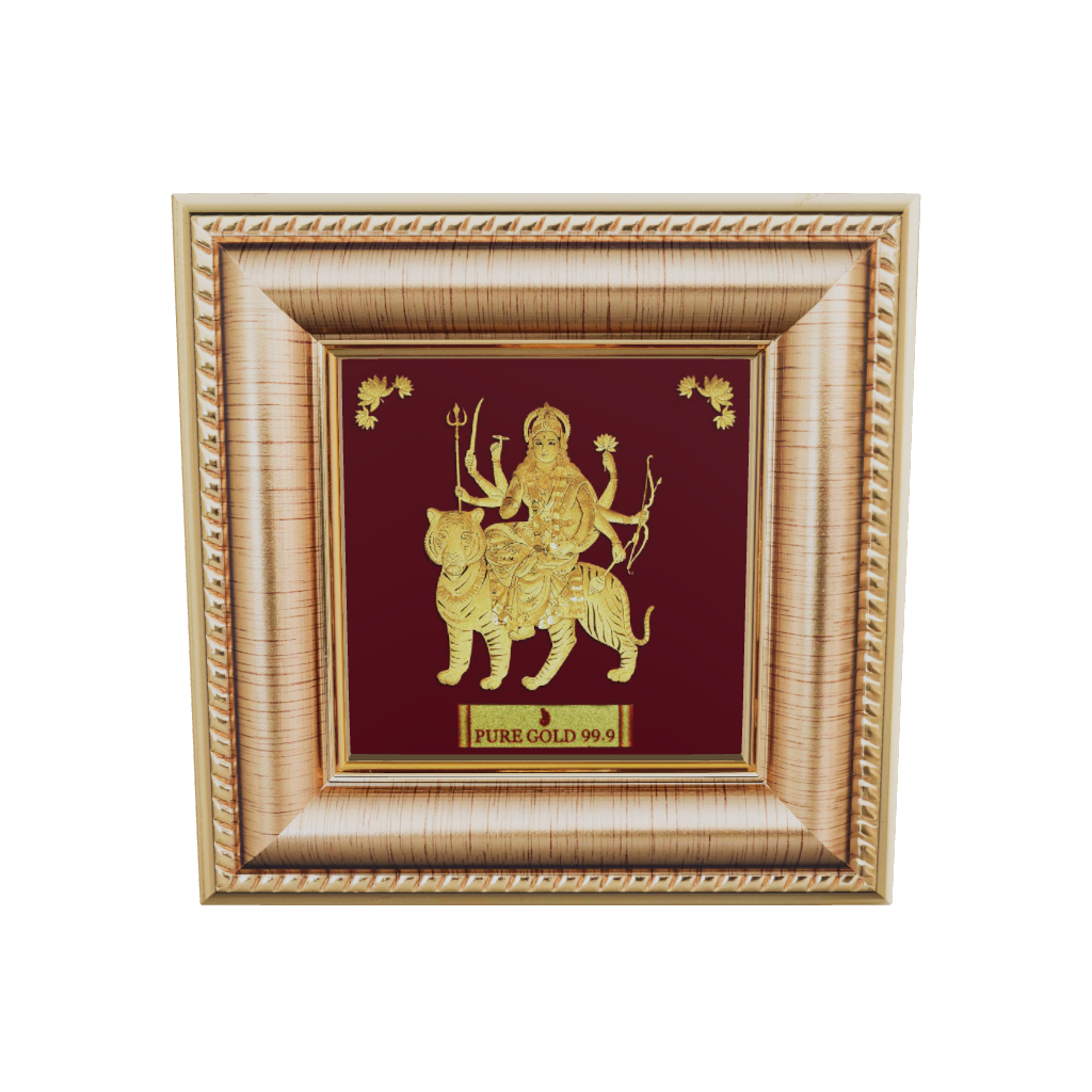 Prima Art Maa Durga 24K Gold Sheet Artwork Frame best for festival and corporate gifting