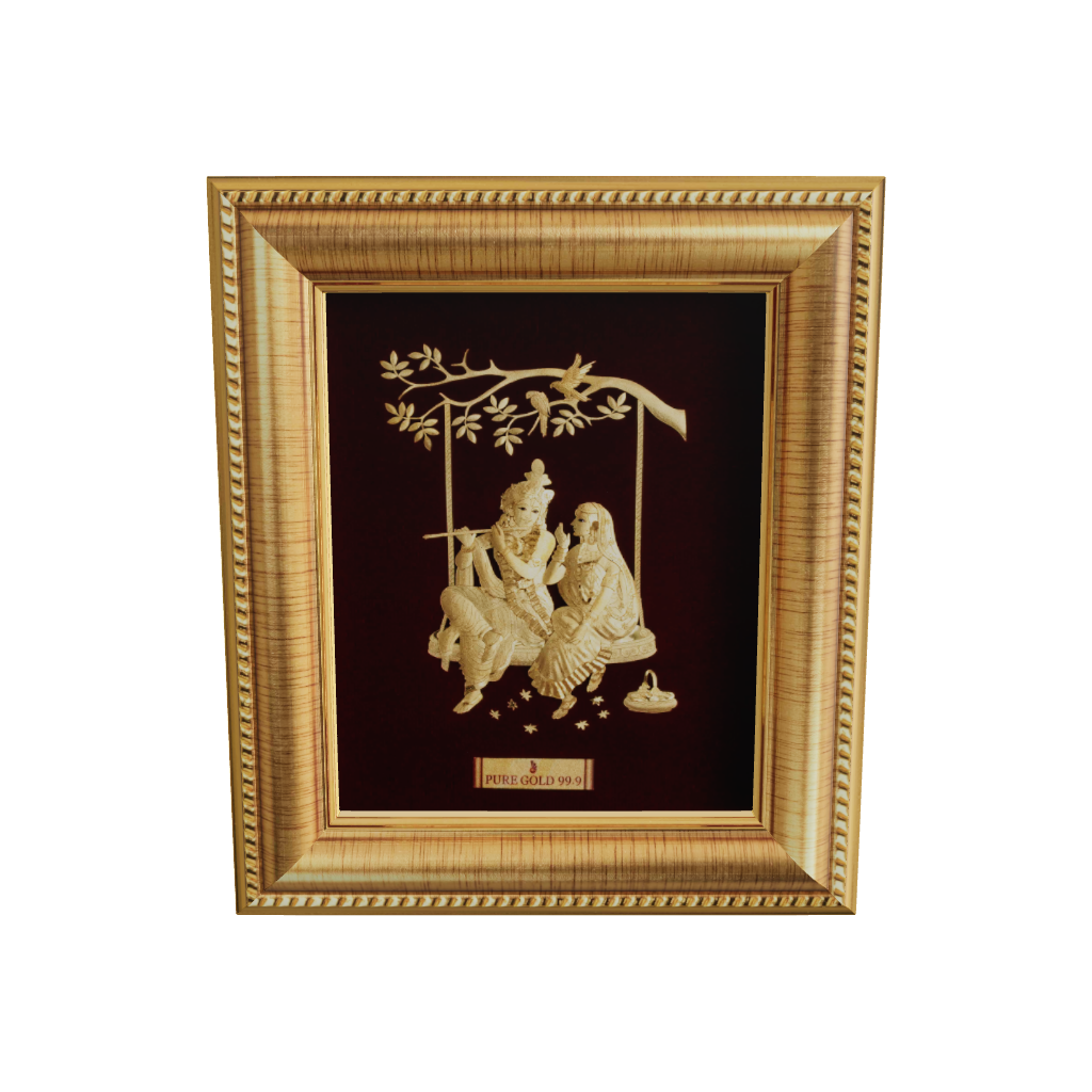 24K gold Radha Krishna artwork in premium frame – perfect for home decor and gifting