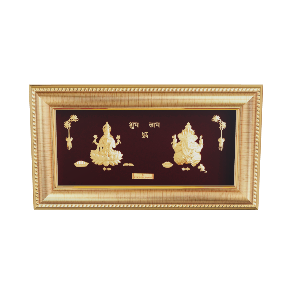 Prima Art Balaji 24K Gold Sheet Artwork Frame best Lakshmi Ganesha festival and corporate gifting