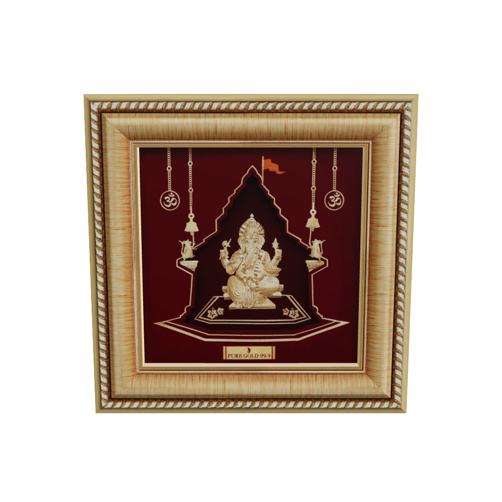 Prima Art Ganesha 24K Gold Sheet Artwork Frame best for festival and corporate gifting