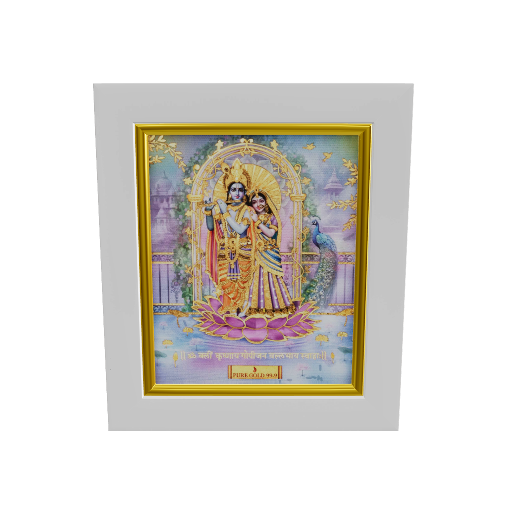 Prima Art Radha Krishna 24K Gold Sheet Artwork Frame best for festival and corporate gifting