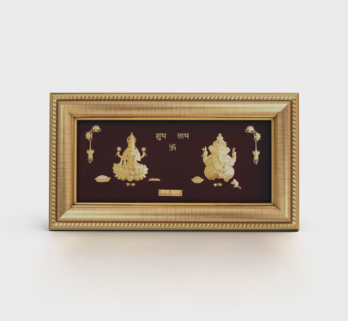 24K gold Lakshmi Ganesha artwork in premium frame – perfect for home decor and gifting