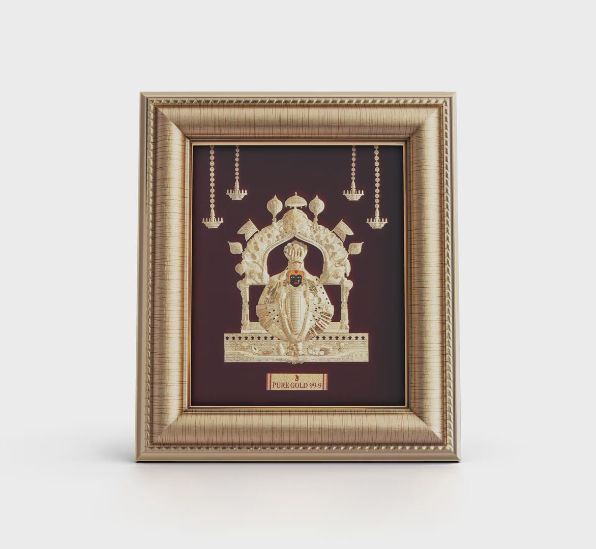 Prima Art Mahalaxmi ji 24K Gold Sheet Artwork Frame best for festival and corporate gifting