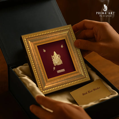 Prima Art Ganesha  24K Gold Sheet Artwork Frame best for festival and corporate gifting 