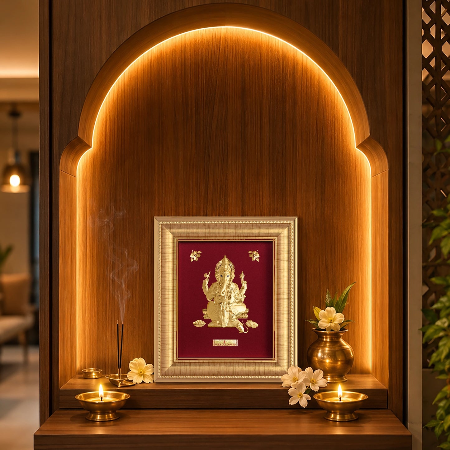 Lord Ganesha Premium Gold wall Artwork -A7