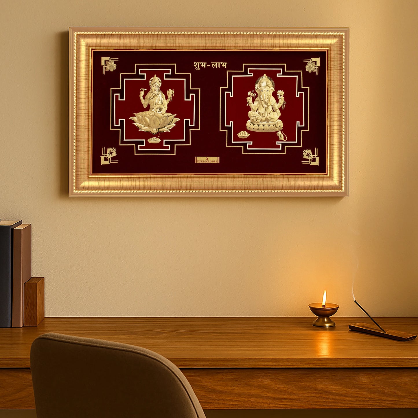 lakshmi Ganesha premium gold frame for housewarming gift.