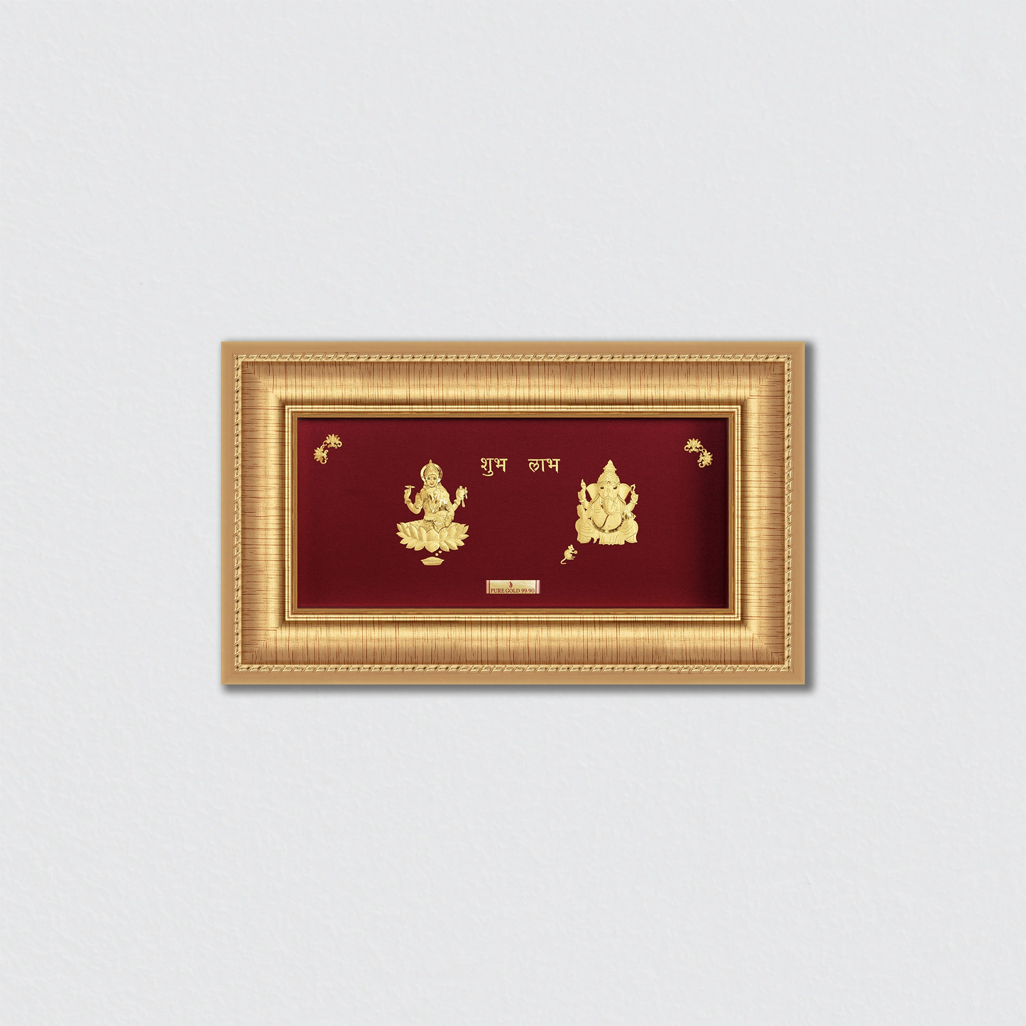 Lord Laxmi Ganesh Ji 24K Gold Photo Frame For Premium Gift, Temple, Office, Home