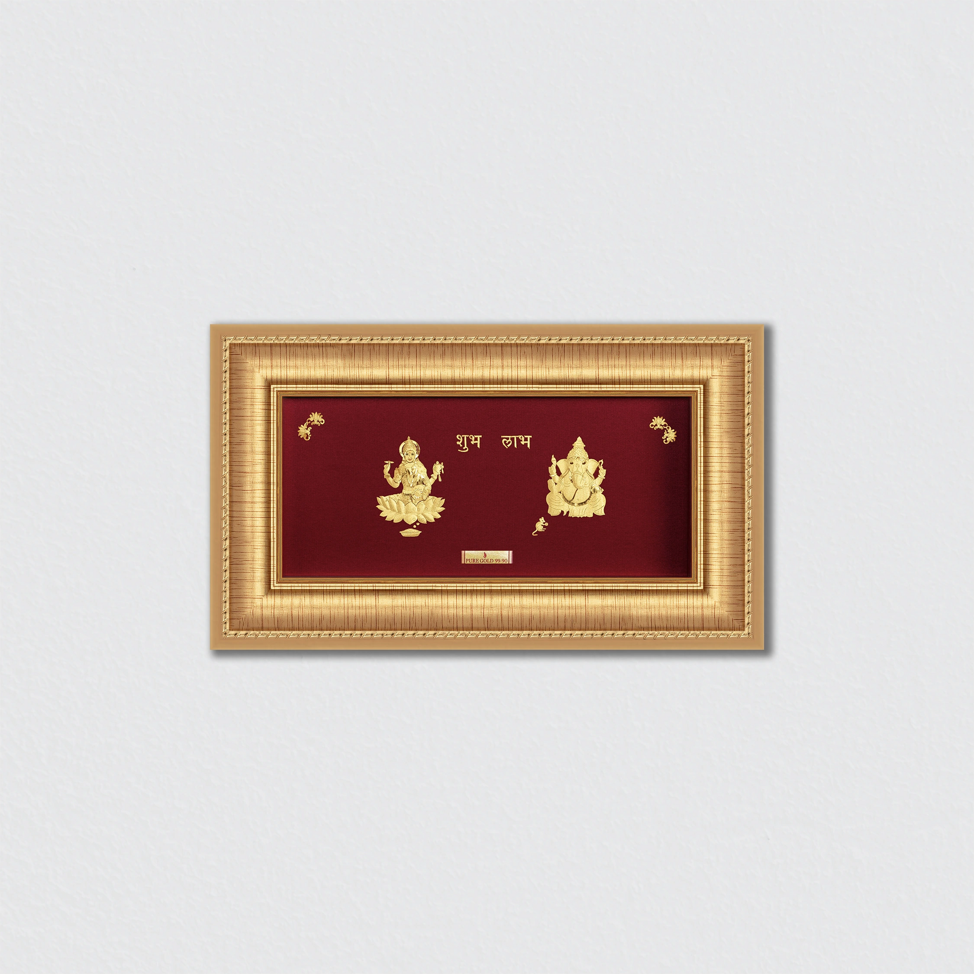 Lord Laxmi Ganesh Ji 24K Gold Photo Frame For Premium Gift, Temple, Office, Home