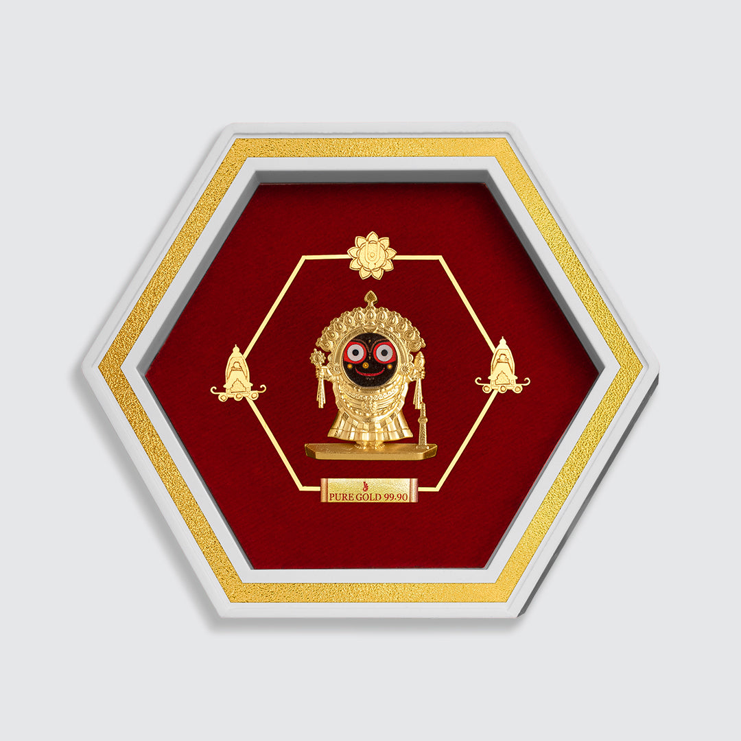 Jagannath Ji Gold Photo Frame Gift For Home Temple And Gifting