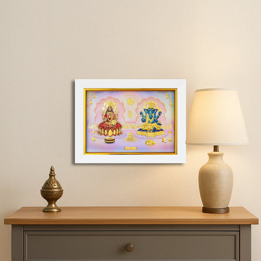 Prima art 24K gold Lakshmi & Ganesha frame for home décor , corporate gifting and housewarming and wedding gift. Wall hanging ganesha frame,vastu Approved.