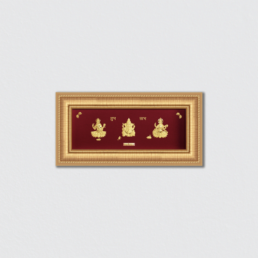 Lakshmi Ganesha Saraswati Gold Art Piece - 3A10