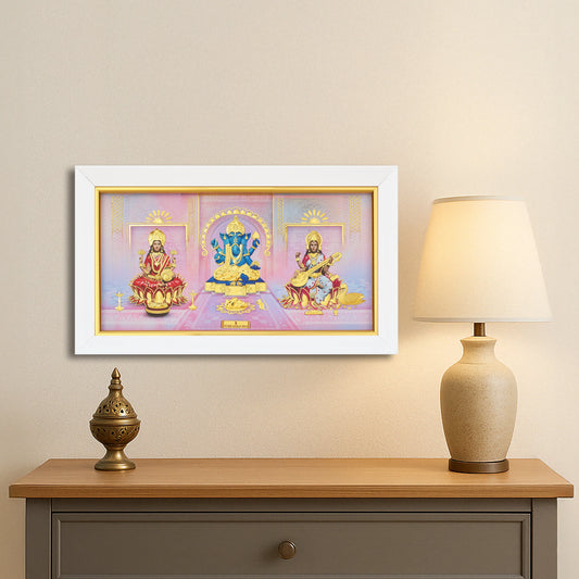 24k Gold Sheet Lakshmi, Ganesha, Saraswati Artwork-3S7