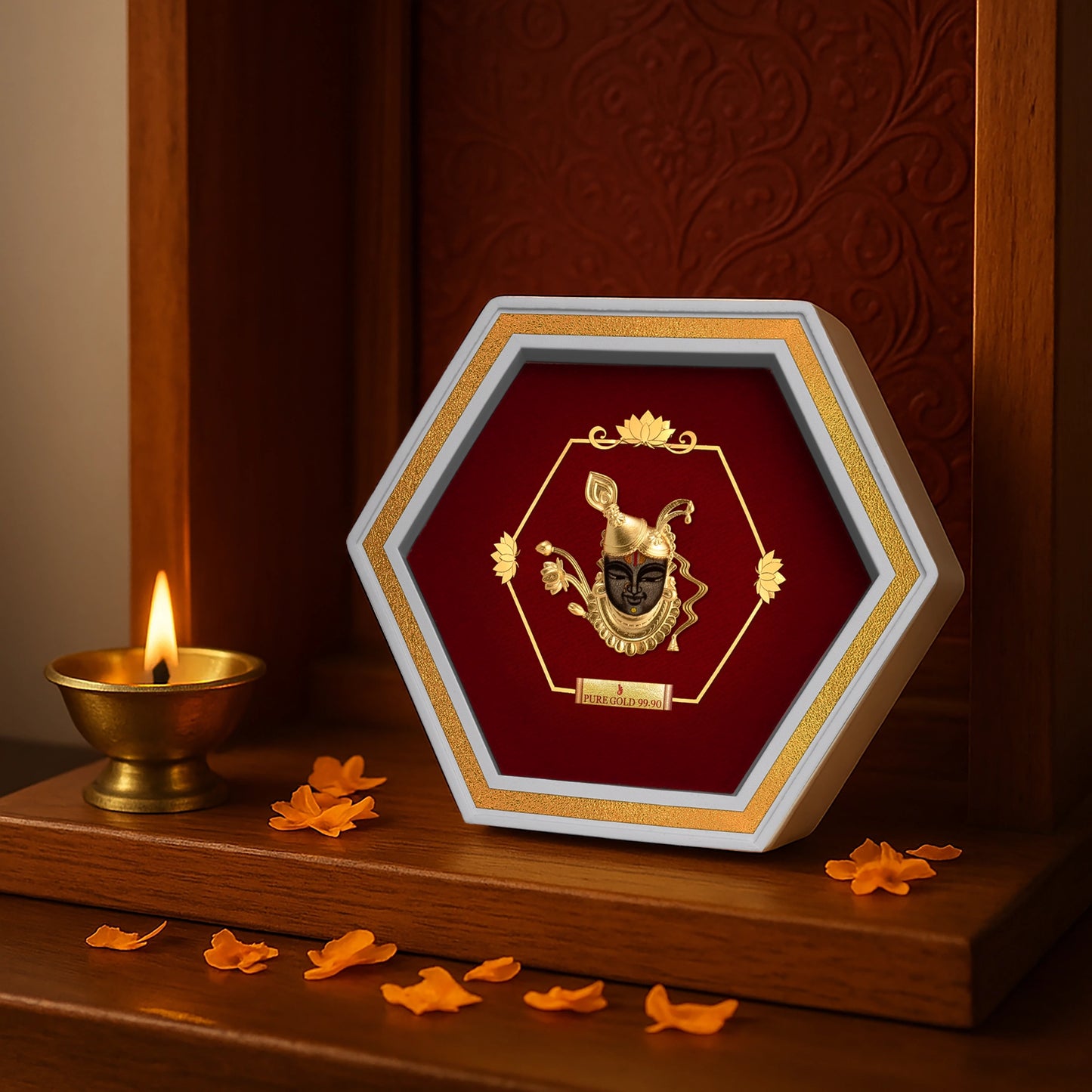 Shreenath ji Devotional Gold Photo Gifts For Weddings, Birthdays, And Home Temple