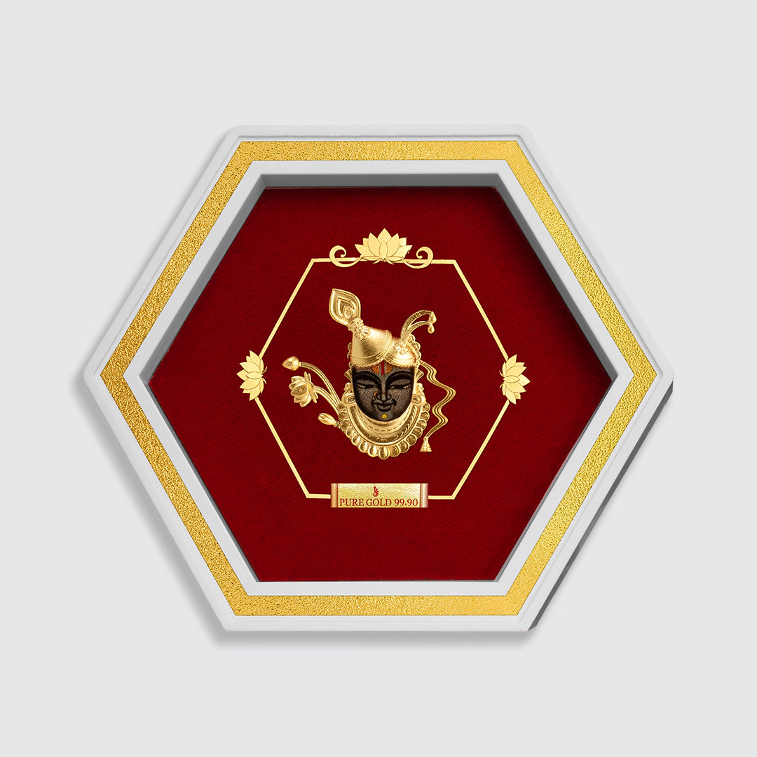 Shreenath ji Devotional Gold Photo Gifts For Weddings, Birthdays, And Housewarmings