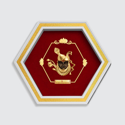 Shreenath ji Devotional Gold Photo Gifts For Weddings, Birthdays, And Housewarmings